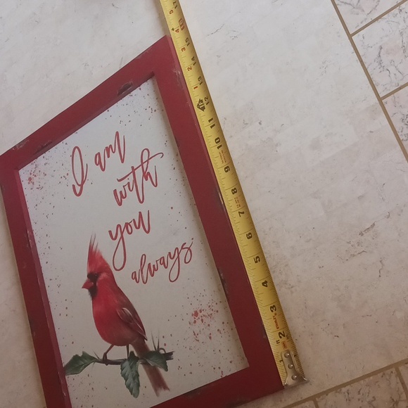 Framed cardinal in distressed wood/canvas print 16x12" (New) by valeri- Qvc - Picture 10 of 14